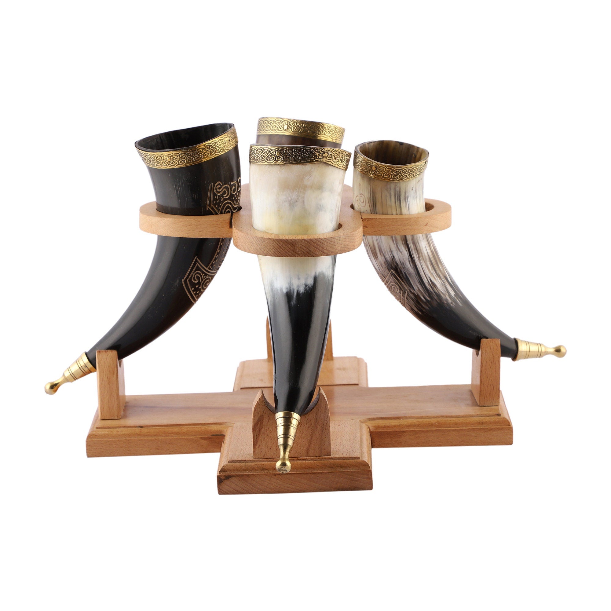 Viking Mug - SCA Viking Fireworks Print Drinking Horn w/ Leather Holster Fireworks Party Sparklers