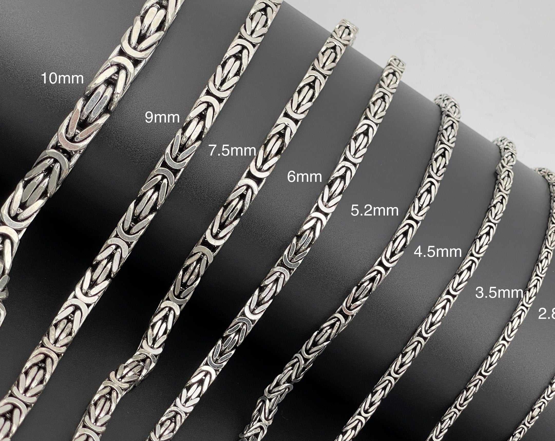 Viking Necklace - Oxidized Silver Square Byzantine Chain Necklace, 925 Sterling Silver Viking
