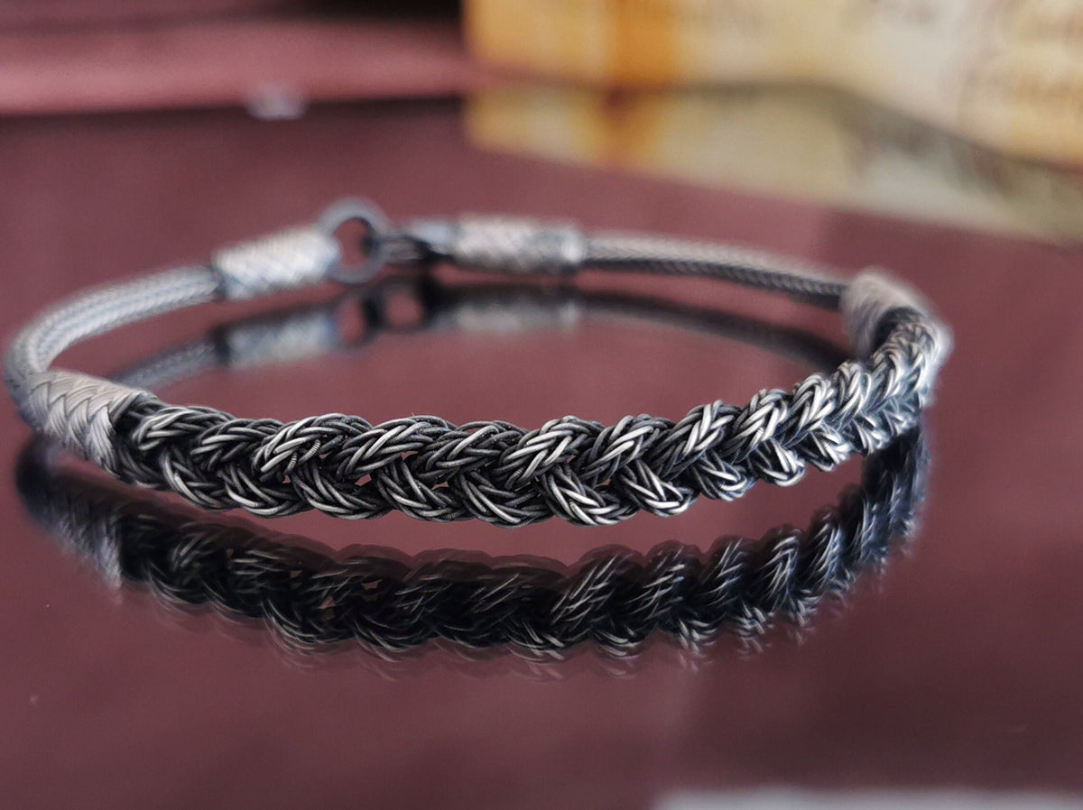 Viking Bracelet - 999 Silver Viking Bracelet. Woven Bracelet. Hand Braided Bracelet. Herringbone