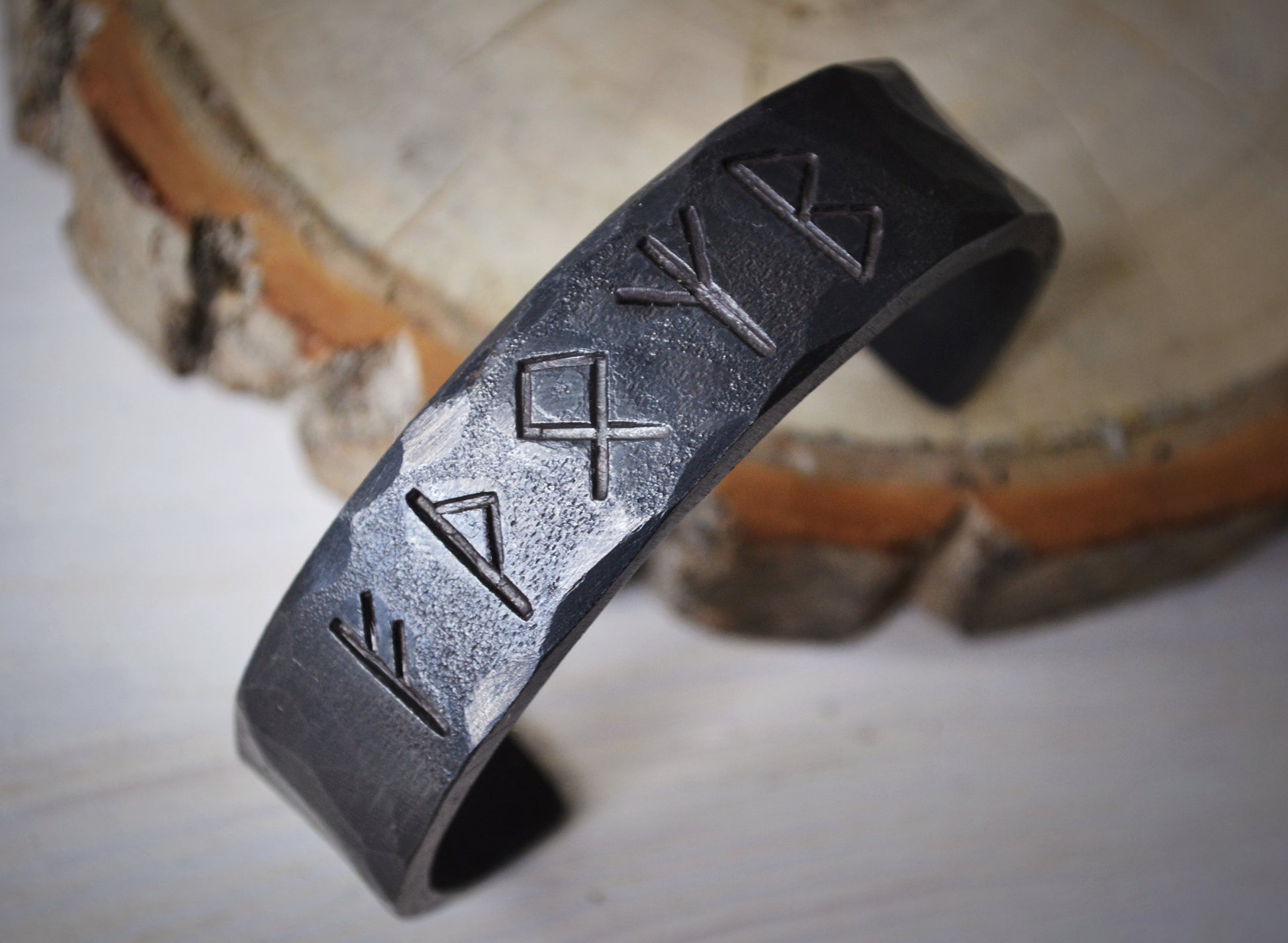 Viking Rune Bracelet - Hand Forged Runes Bracelet, Viking Iron Bracelet, Personalized Metal