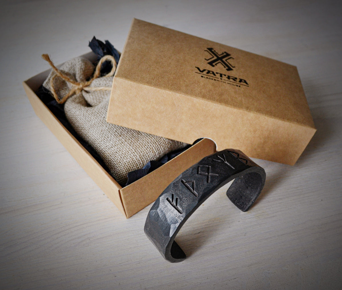 Viking Rune Bracelet - Hand Forged Runes Bracelet, Viking Iron Bracelet, Personalized Metal