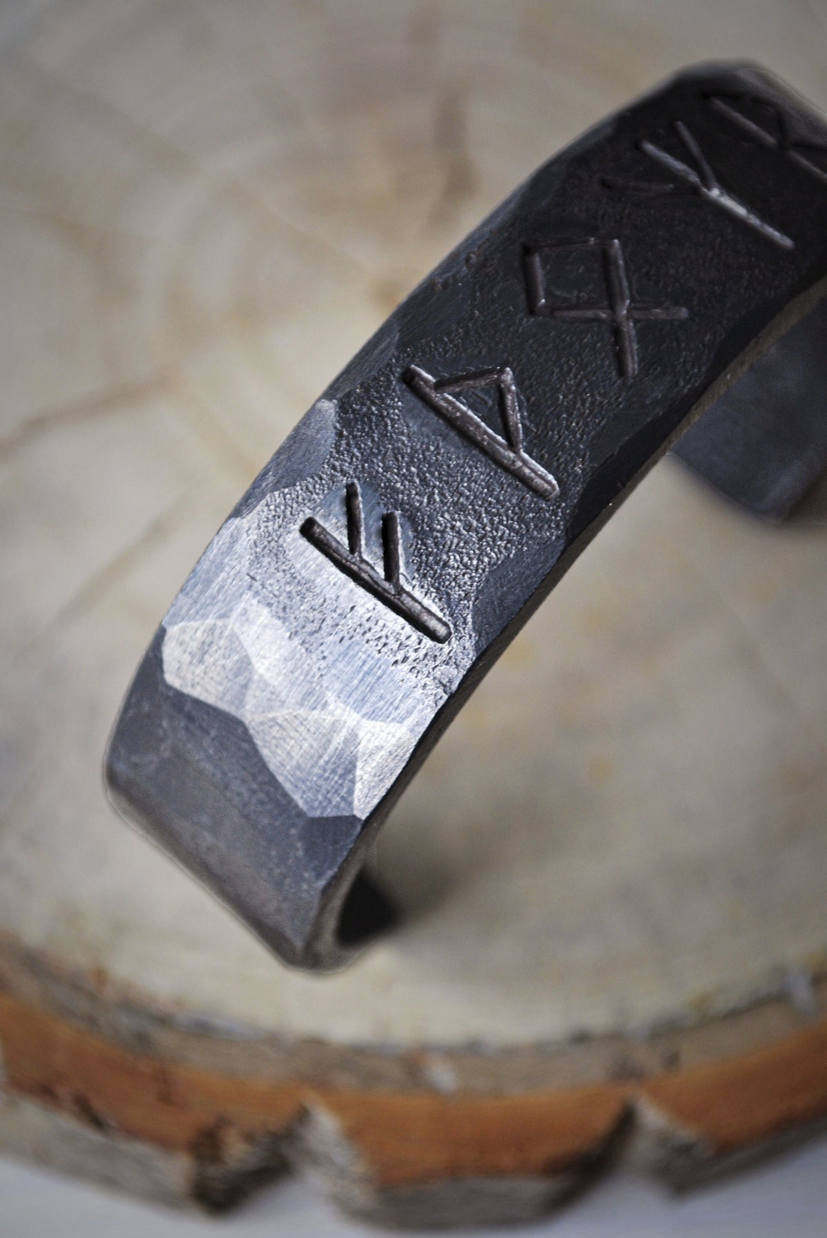Viking Rune Bracelet - Hand Forged Runes Bracelet, Viking Iron Bracelet, Personalized Metal