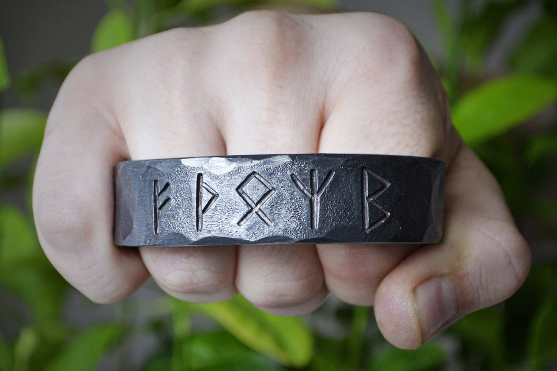 Viking Rune Bracelet - Hand Forged Runes Bracelet, Viking Iron Bracelet, Personalized Metal