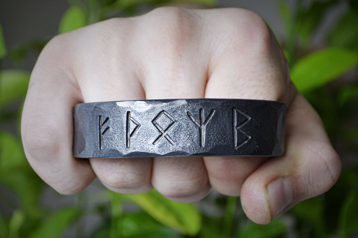 Viking Rune Bracelet - Hand Forged Runes Bracelet, Viking Iron Bracelet, Personalized Metal