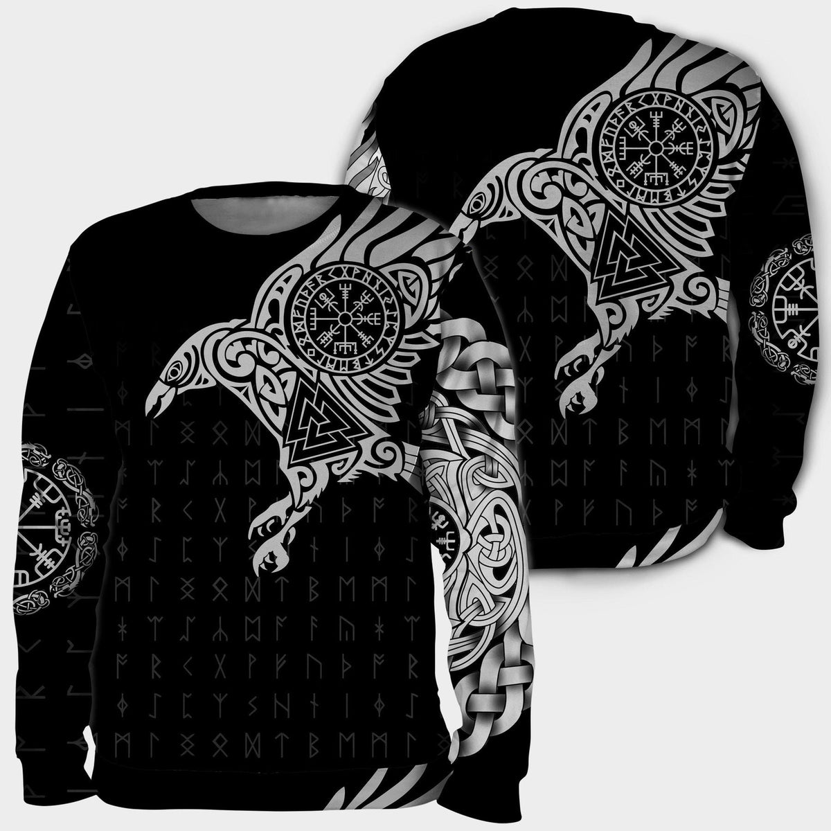 Viking Raven Hoodie - Unisex Viking Warrior Blood And Raven Sweatshirt Hoodie, Raven Viking Hoodie