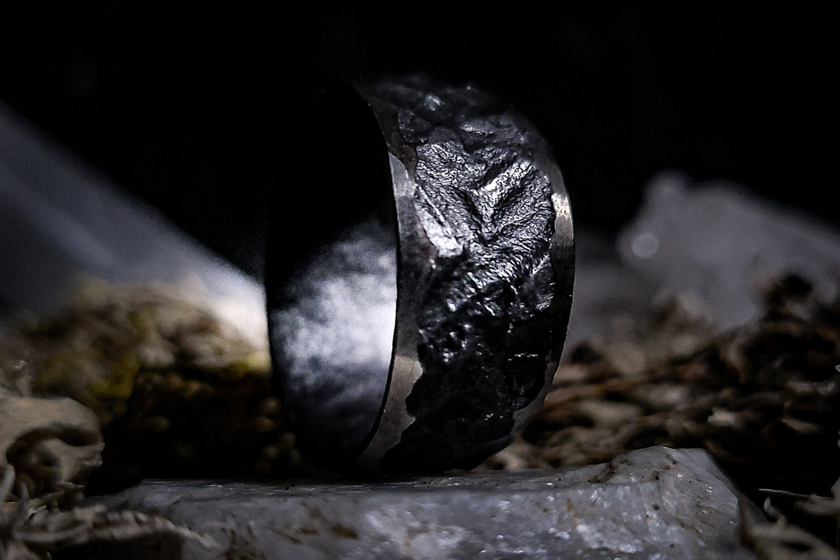 Viking Rune Ring - Engraved Viking Rune Ring, Hammered Sterling Silver Futhark Band, Ancient Norse