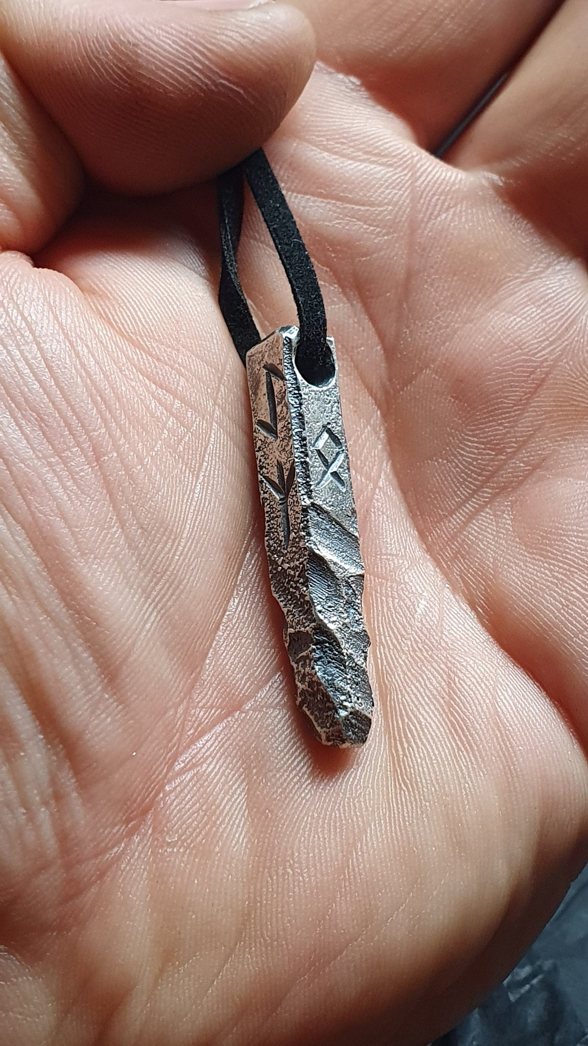 Viking Rune Necklace - Ancient silver Viking rune necklace, personalized pendant, bar jewellery