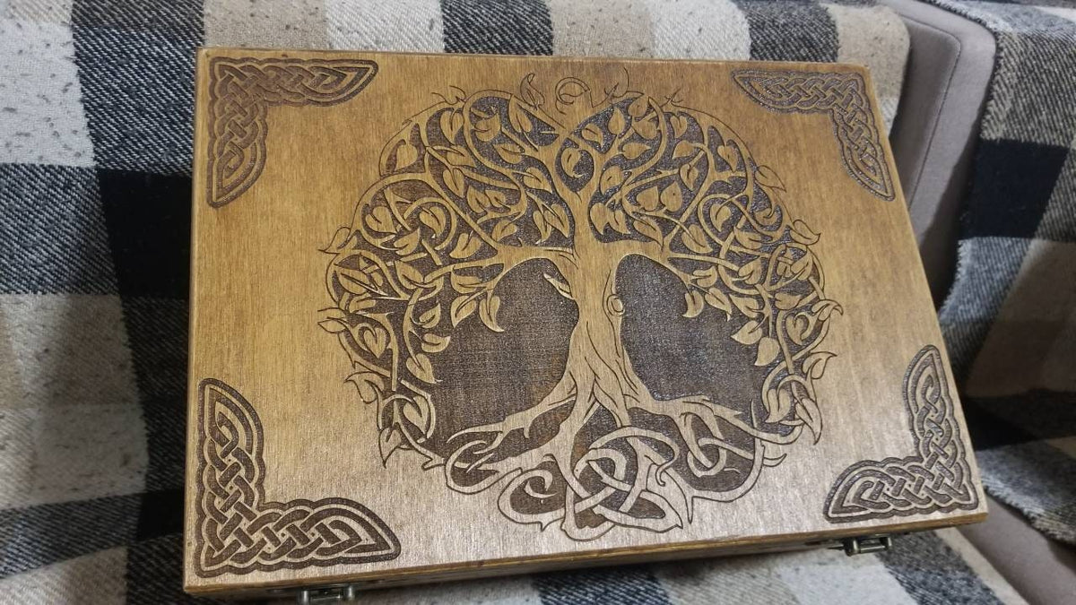 Viking Wolf Blanket - Norse Tree of Life Woven Blanket, Yggdrasil Raven and Wolf Tapestry Throw