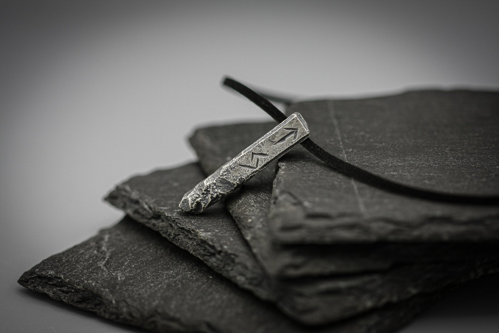 Viking Rune Necklace - Ancient silver Viking rune necklace, personalized pendant, bar jewellery