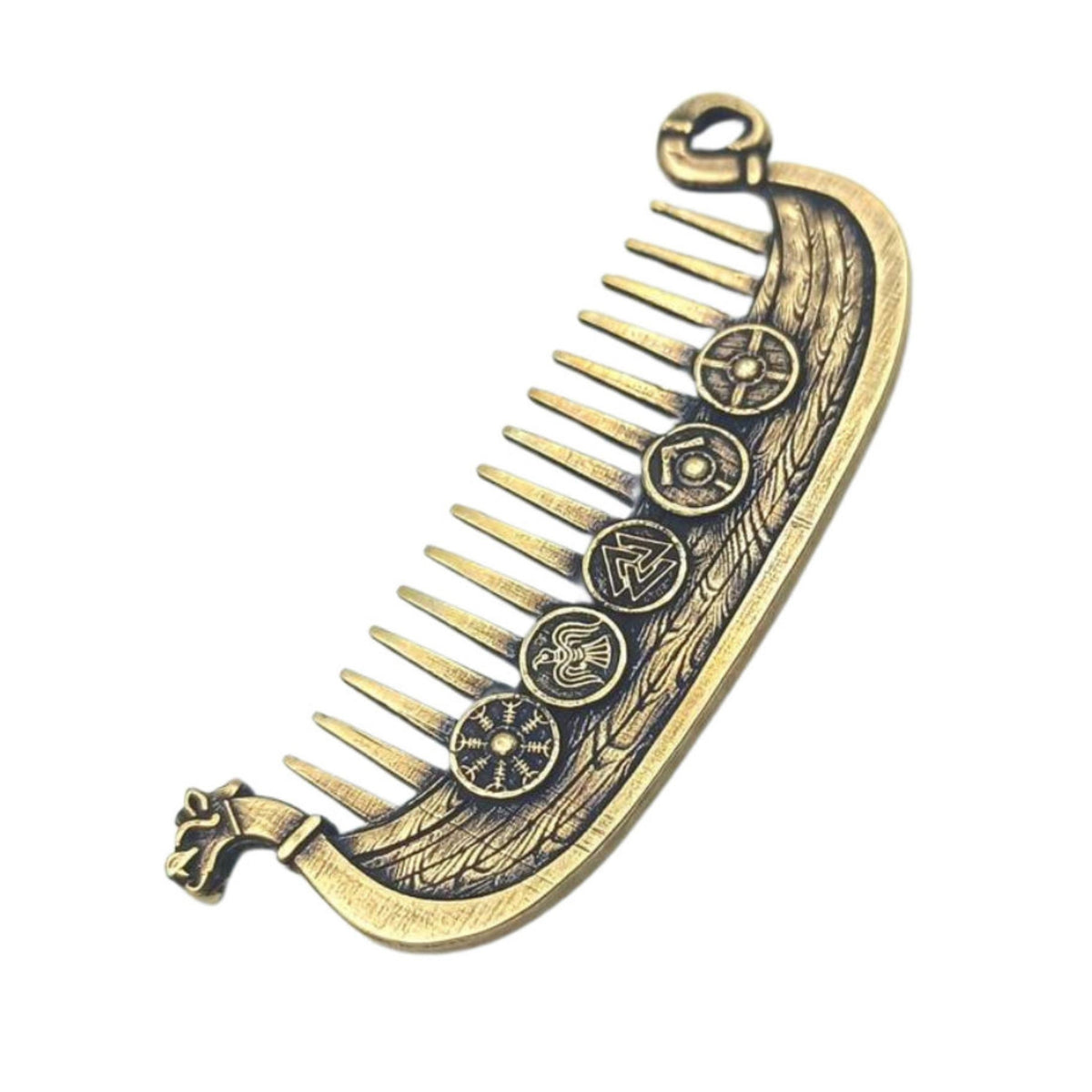 Viking Leather Accessory - Viking ship Beard comb EDC Nordic jewelry Viking Gifts for Him