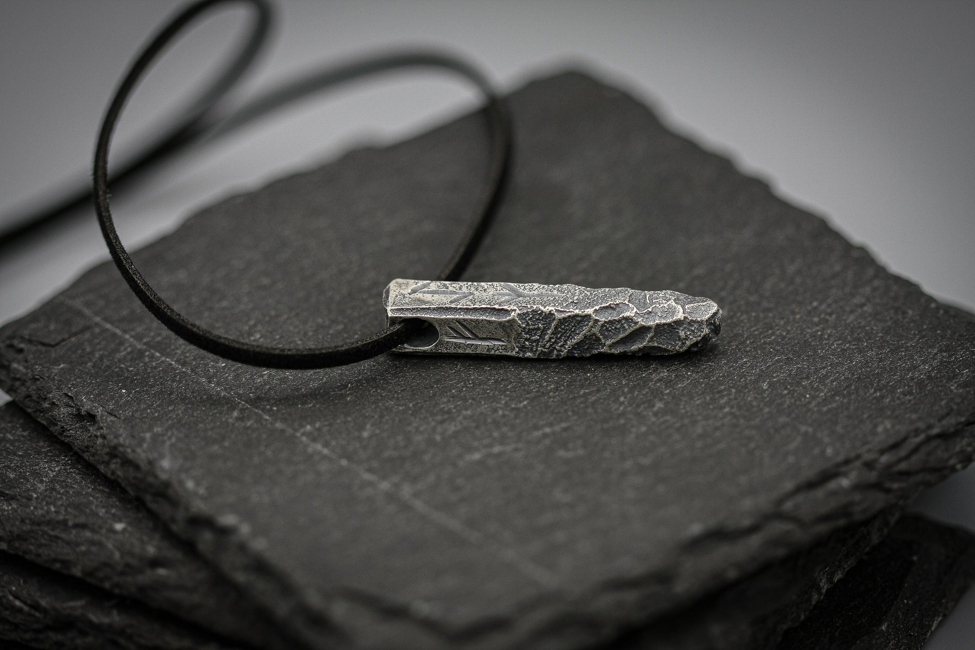 Viking Rune Necklace - Ancient silver Viking rune necklace, personalized pendant, bar jewellery