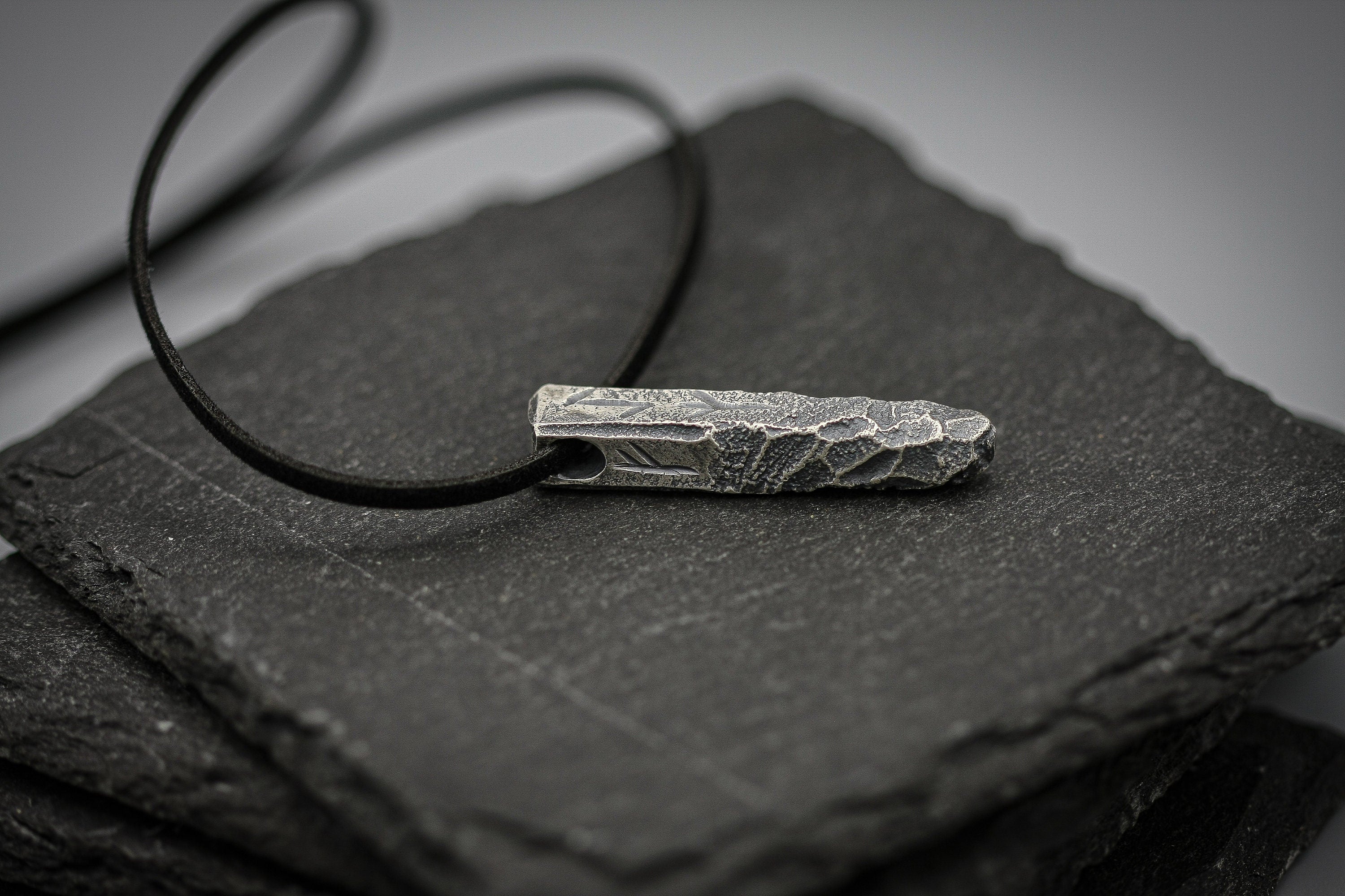 Viking Rune Necklace - Ancient silver Viking rune necklace, personalized pendant, bar jewellery