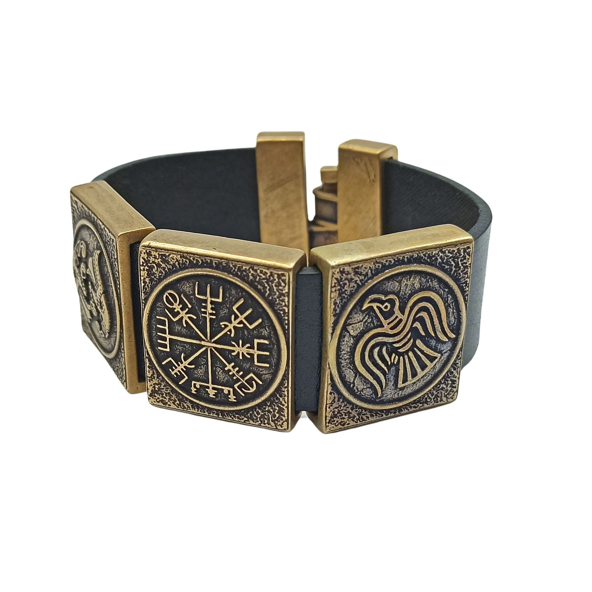 Viking Bracelet - Viking compass leather bracelet for men Norse pagan cuff bracelets Nordic jewelry