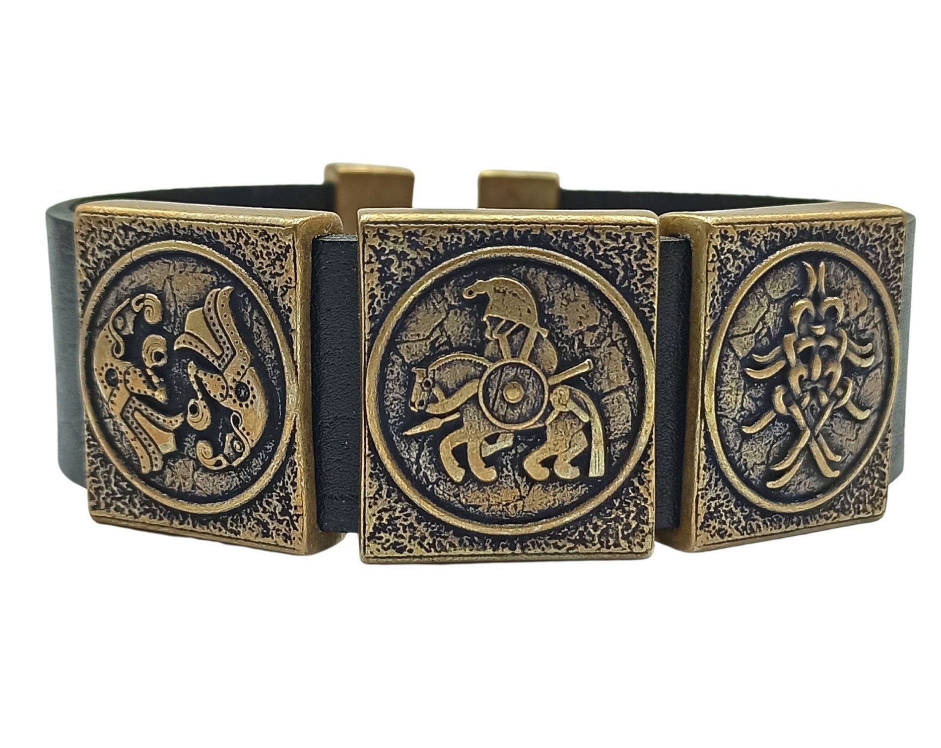 Viking Bracelet - Viking compass leather bracelet for men Norse pagan cuff bracelets Nordic jewelry