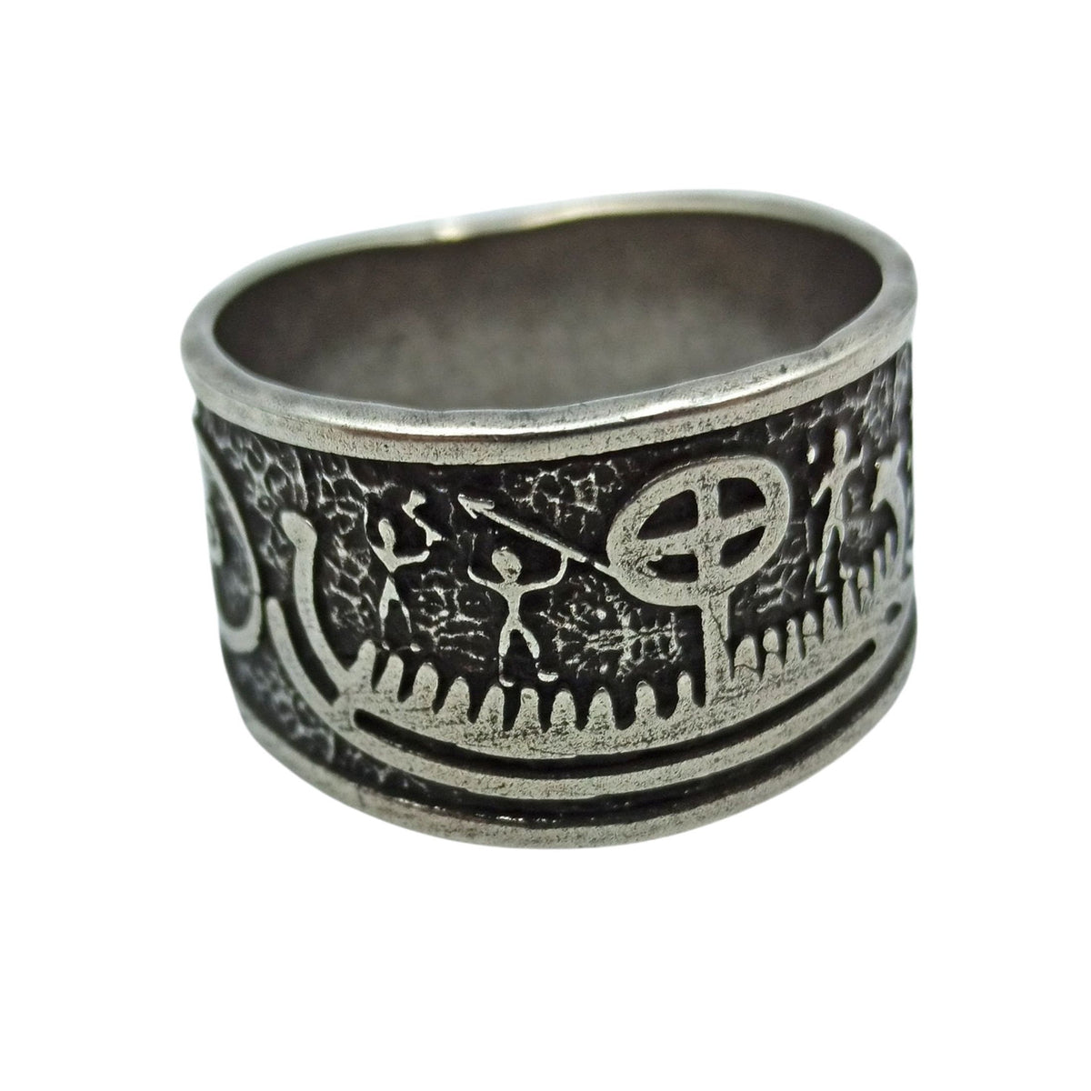 Viking Ring - Viking ship wide band ring Petroglyph Nordic ring Norse pagan Ancient jewelry