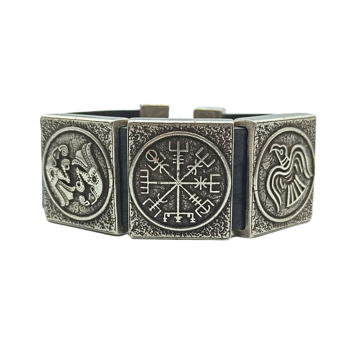Viking Bracelet - Viking compass leather bracelet for men Norse pagan cuff bracelets Nordic jewelry