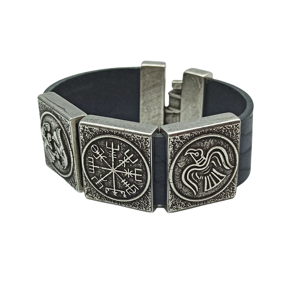 Viking Bracelet - Viking compass leather bracelet for men Norse pagan cuff bracelets Nordic jewelry