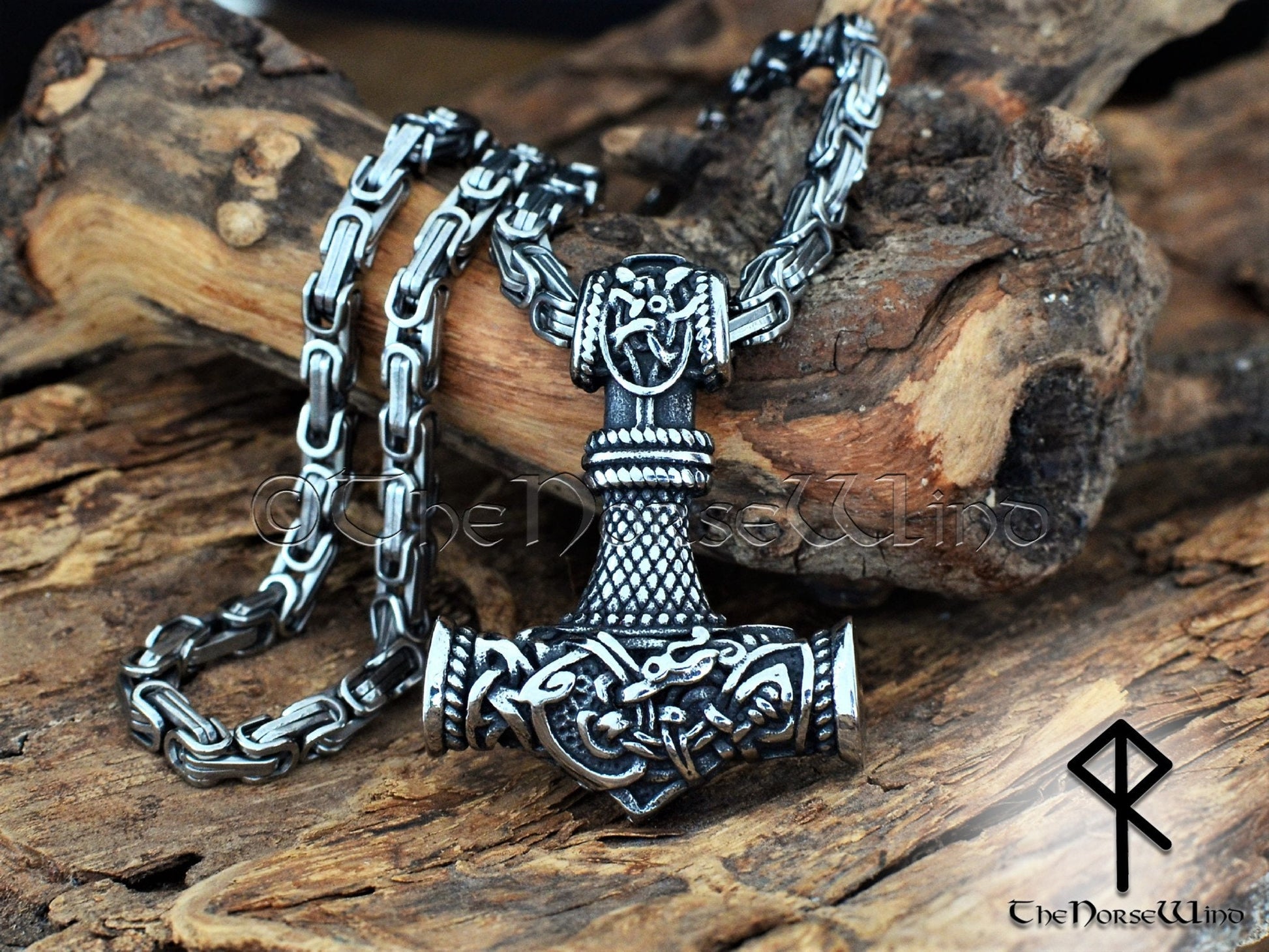 Viking Wolf Bracelet - Sterling Silver Viking Wolf Bracelet with Runes – Nordic Mythology Jewelry