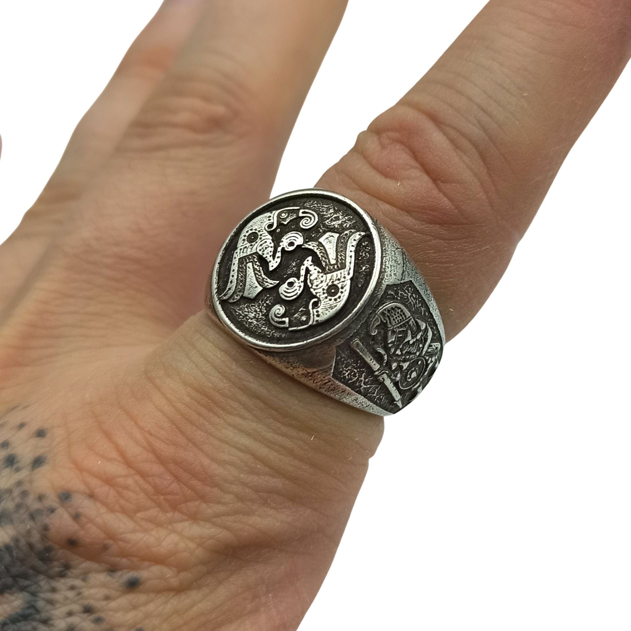 Viking Raven Ring - Raven ring Viking jewelry signet rings for men Norse mythology Ancient jewelry