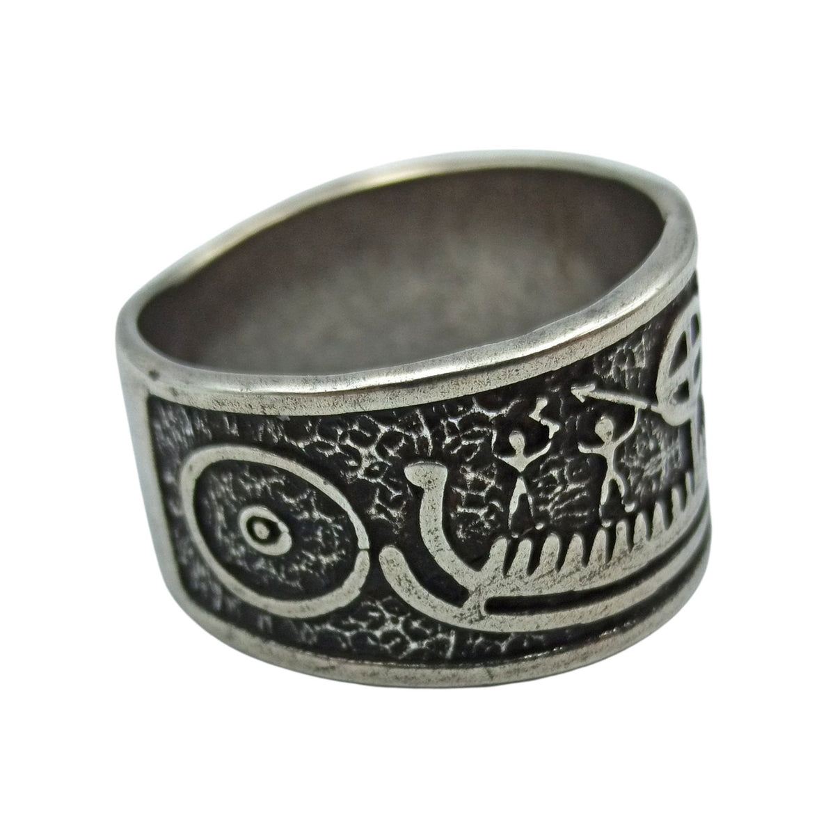 Viking Ring - Viking ship wide band ring Petroglyph Nordic ring Norse pagan Ancient jewelry