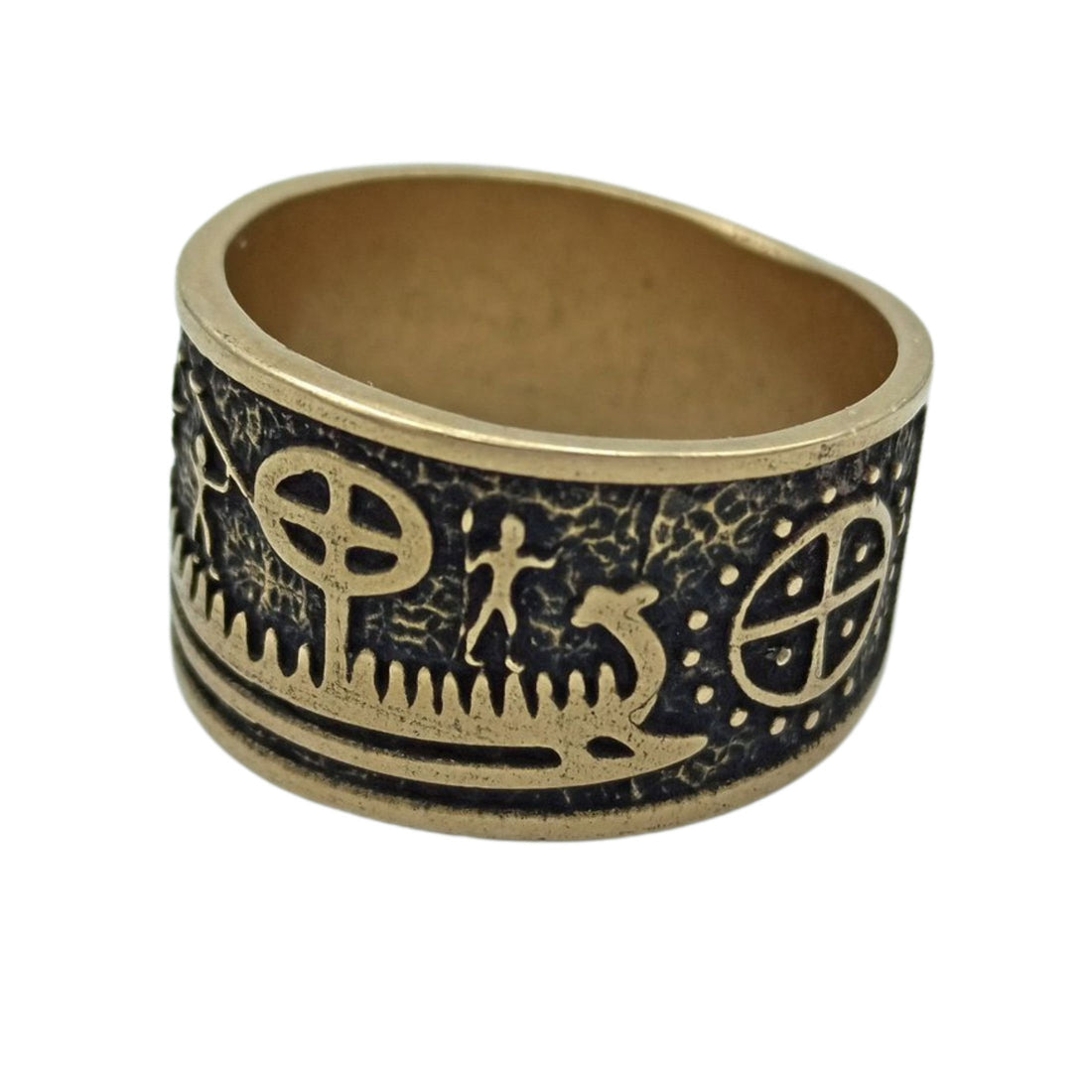 Viking Ring - Viking ship wide band ring Petroglyph Nordic ring Norse pagan Ancient jewelry