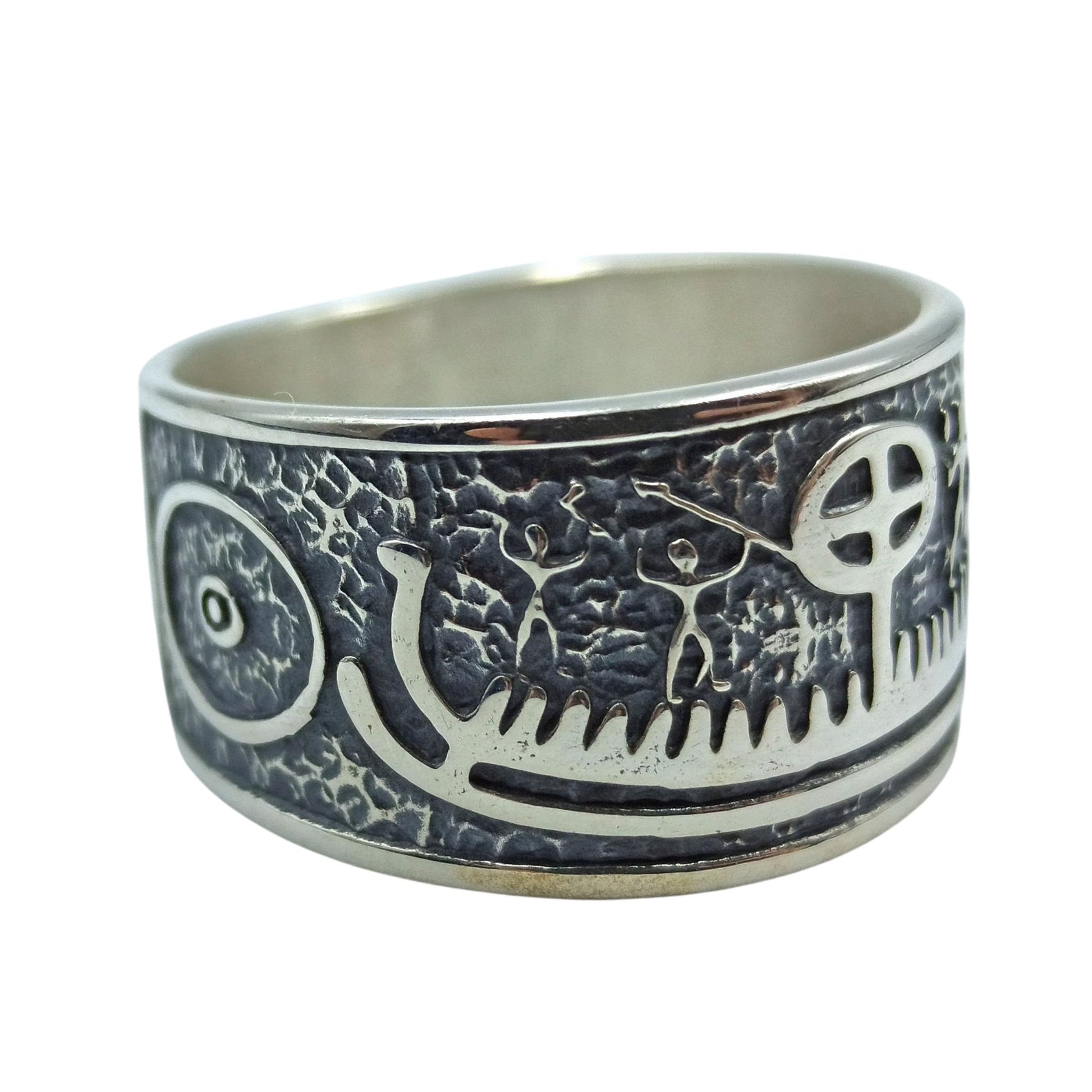 Viking Ring - Viking ship wide band ring Petroglyph Nordic ring Norse pagan Ancient jewelry