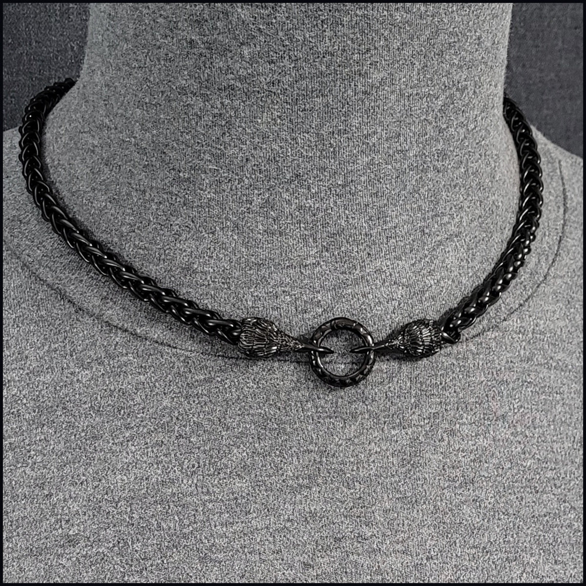 Viking Necklace - Braided Leather Dragon Necklace – Viking Necklace with Silver Dragon End Caps