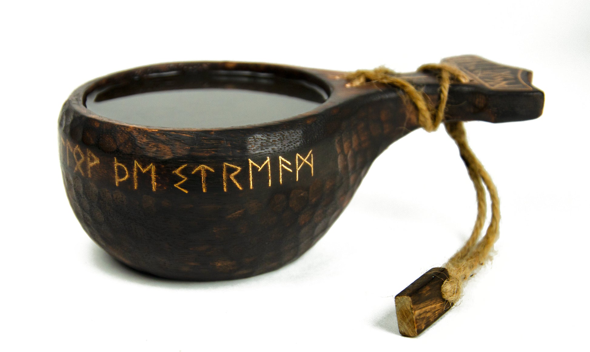 Viking Mug - Viking Hand-Engraved Walnut Kuksa Cup - Nordic Style Wooden Camping Mug - 12oz Outdoor