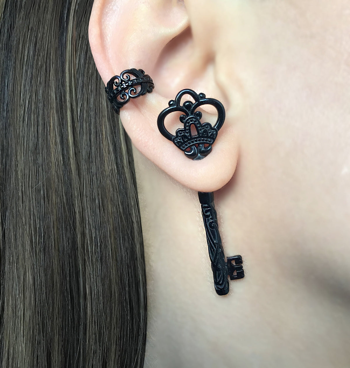 Viking Jewelry Accessory - Double Axe Ear Jacket Earrings, Stainless Steel, Celtic Norse Jewelry