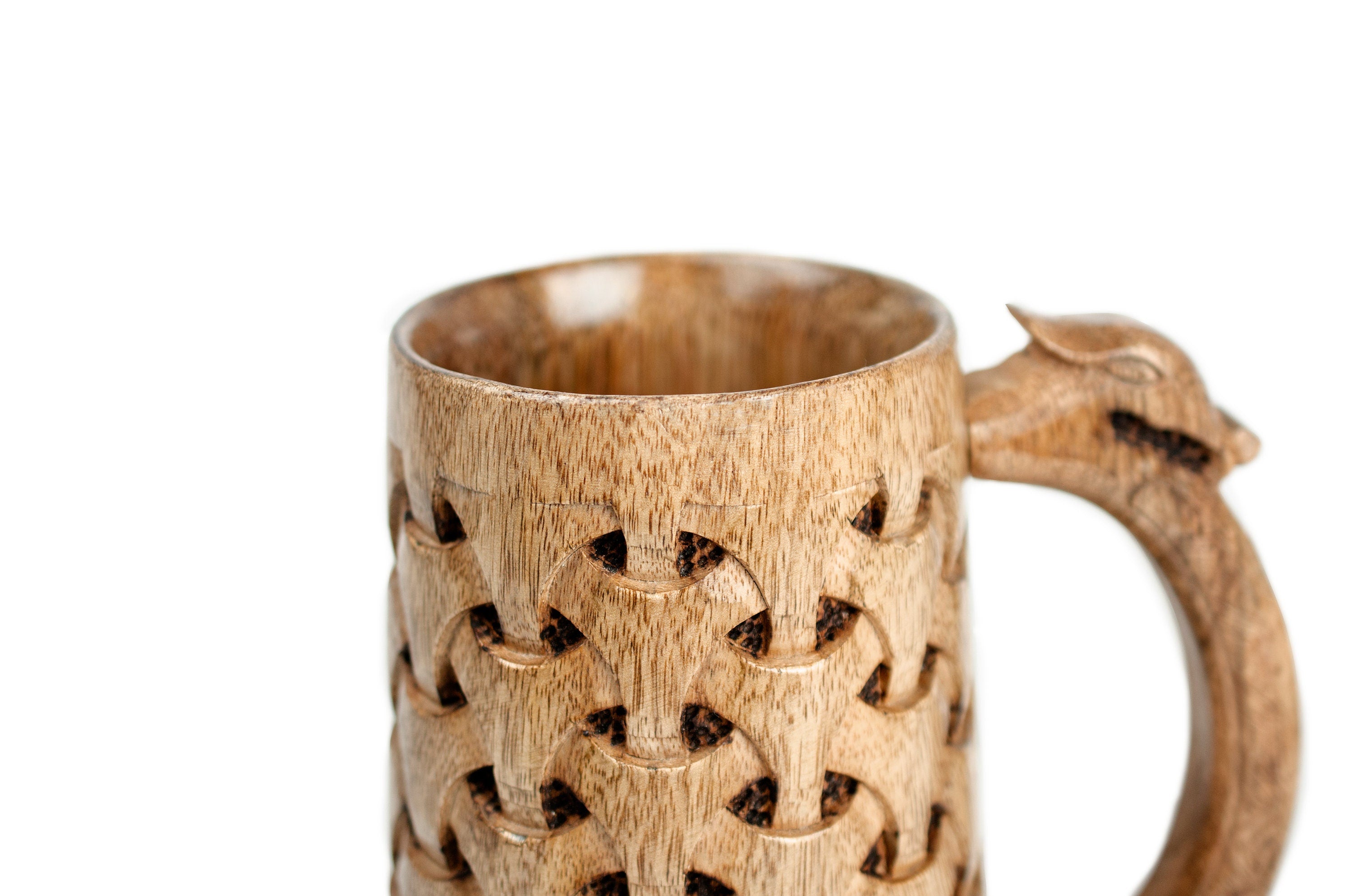Viking Mug - Handmade Wooden Beer Mug 20oz - Viking Tankard with Celtic Art, Rustic Norse Groomsman