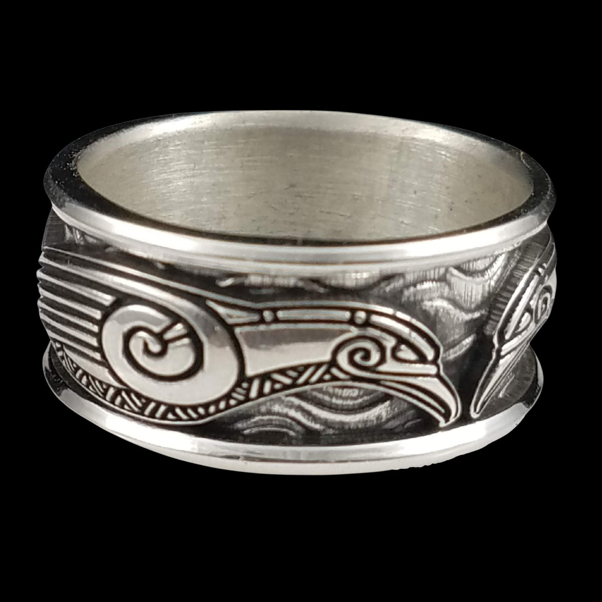 Viking Raven Ring with Runes