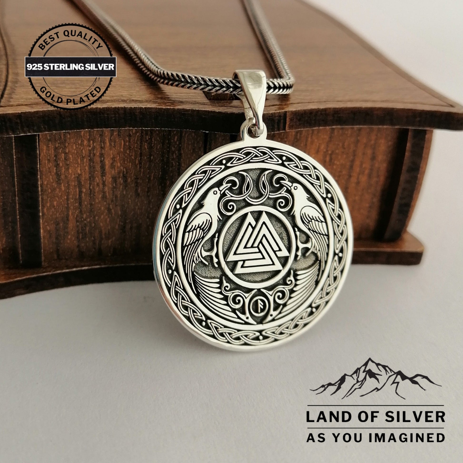 Viking Odin Necklace - Customizable Viking Compass Pendant, Pathfinder Necklace, Oxidized Norse