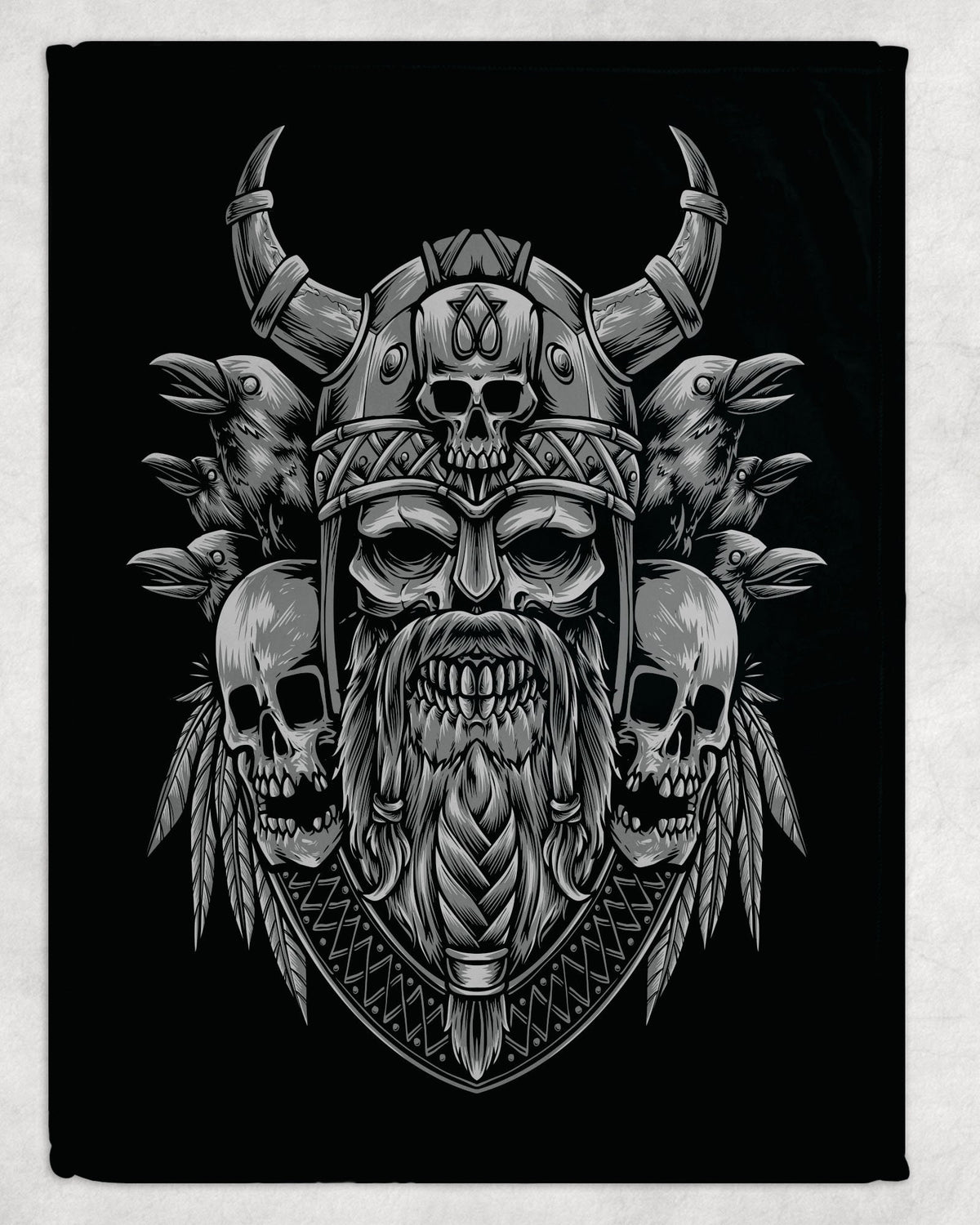 Viking Blanket - Viking Bear Fleece Blanket, Norse Berserker Arctic Throw, Crossed Battle Axes