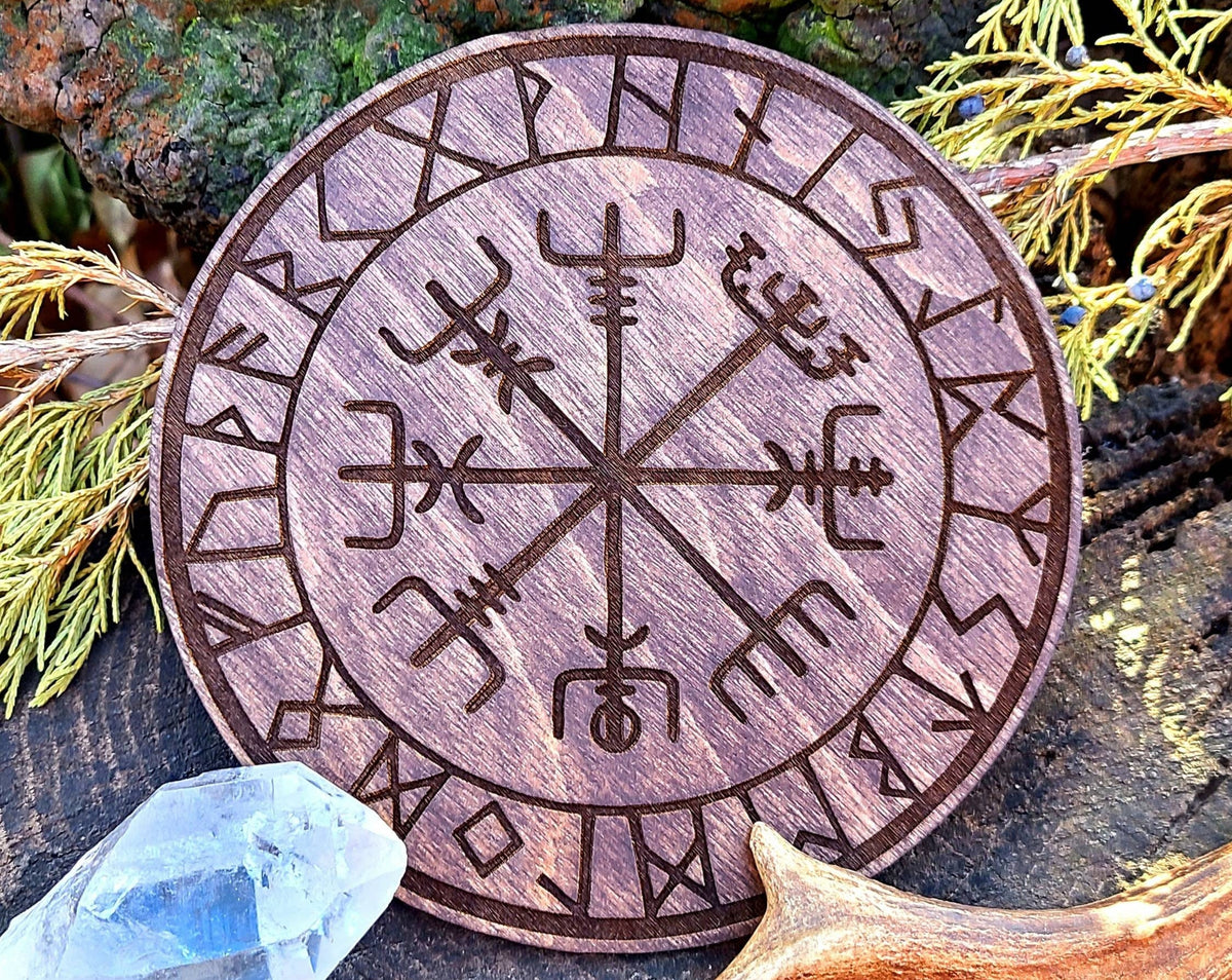 Viking Vegvisir Compass Blanket - Viking Vegvisir Wall Art Wooden Decor, Norse Compass Symbol Wall