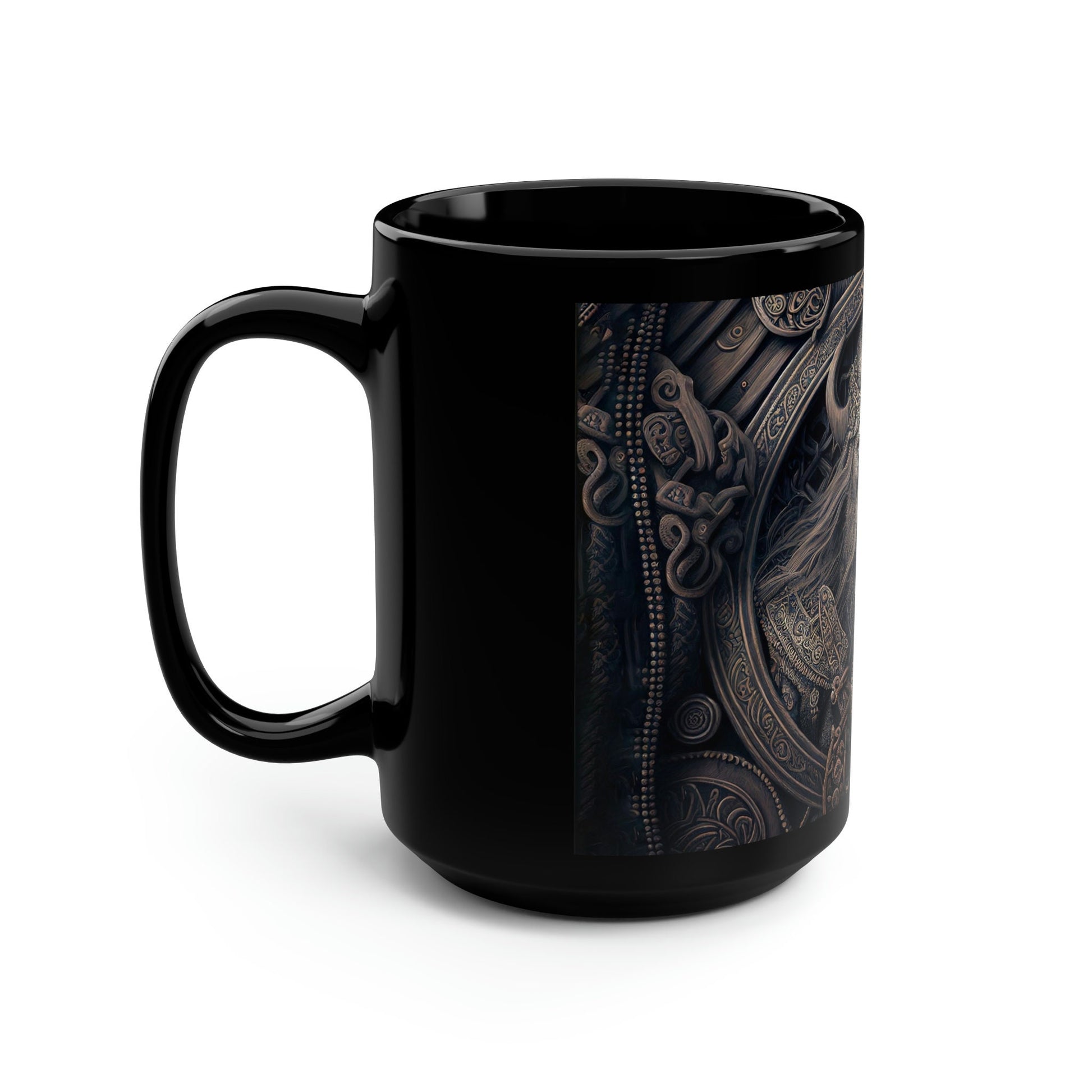 Viking Mug - Viking Coffee Mug, 15oz, Black Coffee Cup, Nordic Tea Cup, Norse Viking Mug, Custom
