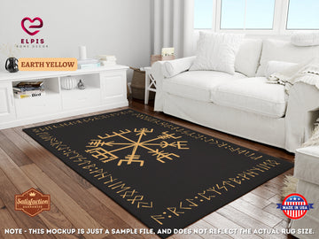 Viking Vegvisir Compass Rug - Vegvisir Rug, Norse Mythology Gift, Viking Compass Decor, Viking