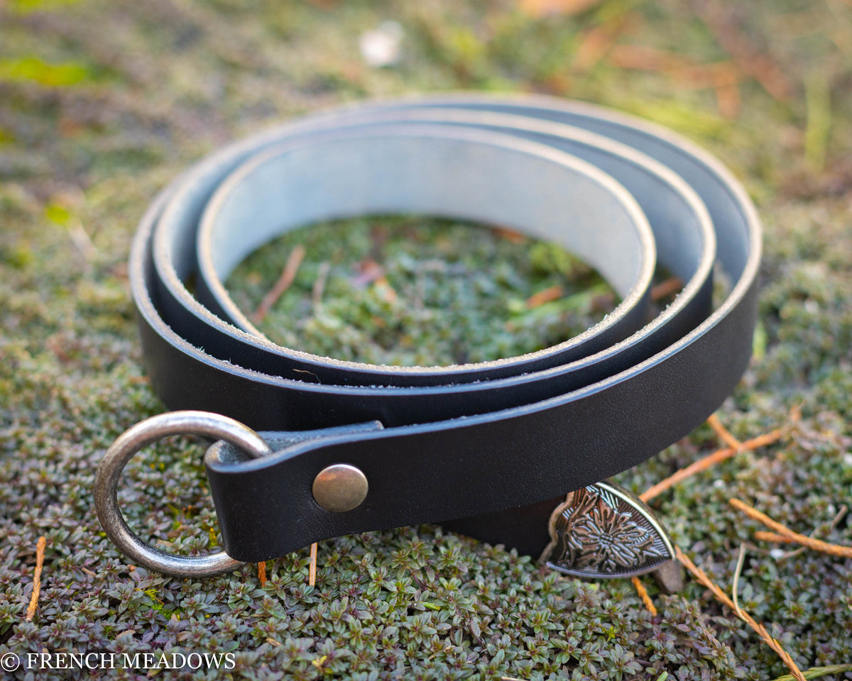 Viking Ring - Leather Renaissance Belt, Brown Black Real Full Grain Leather Medieval Viking LARP