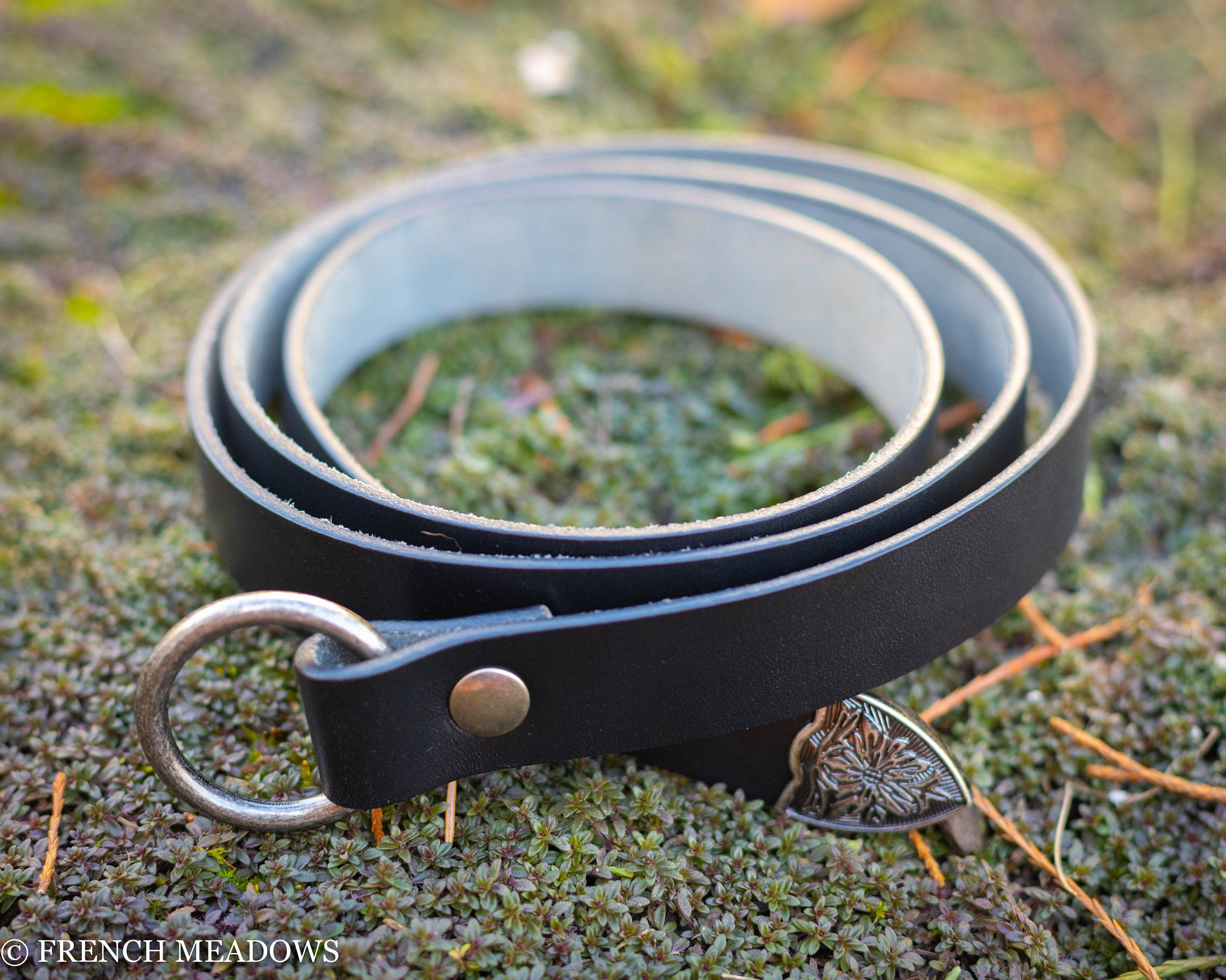 Viking Ring - Leather Renaissance Belt, Brown Black Real Full Grain Leather Medieval Viking LARP