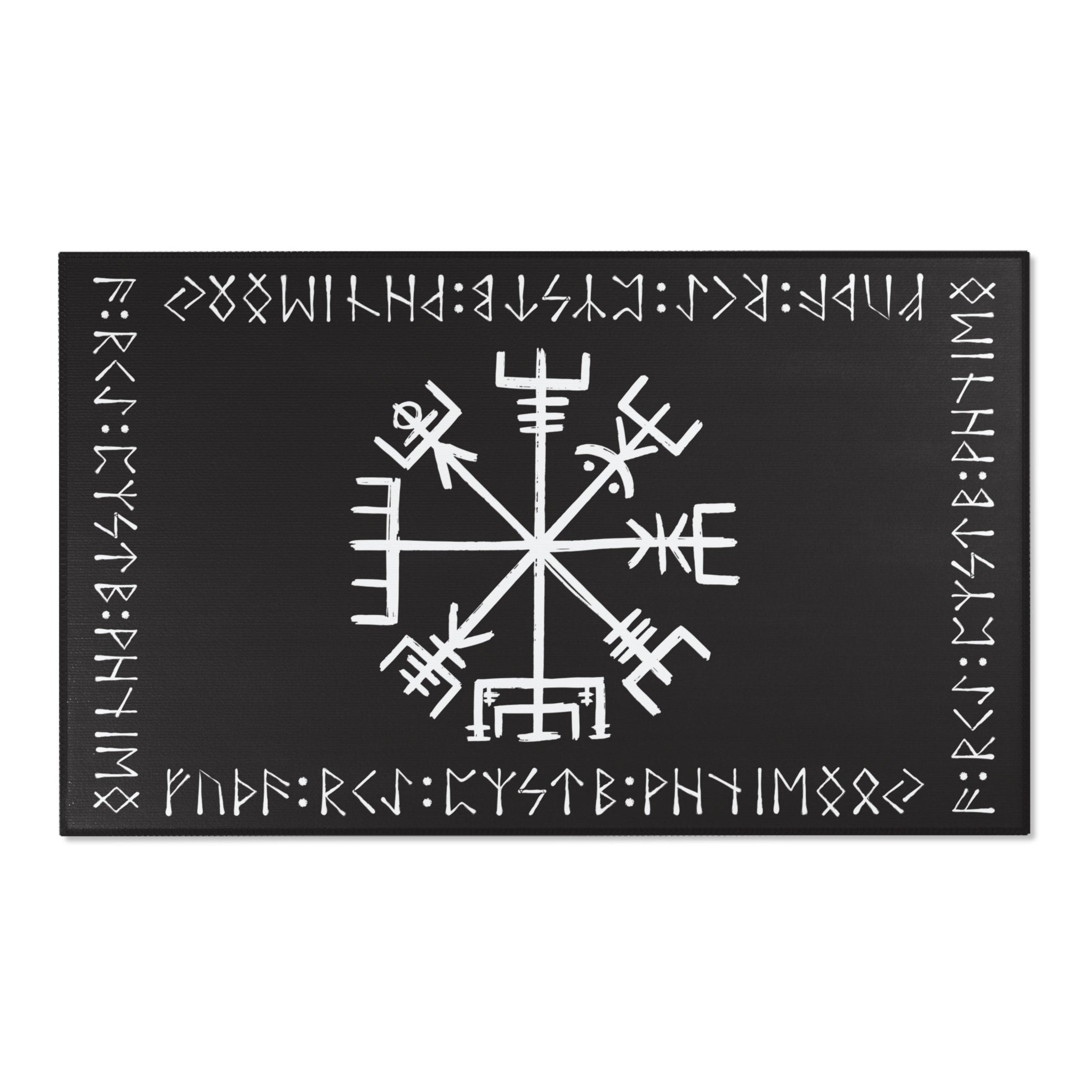 Viking Vegvisir Compass Rug - Vegvisir Rug, Norse Mythology Gift, Viking Compass Decor, Viking