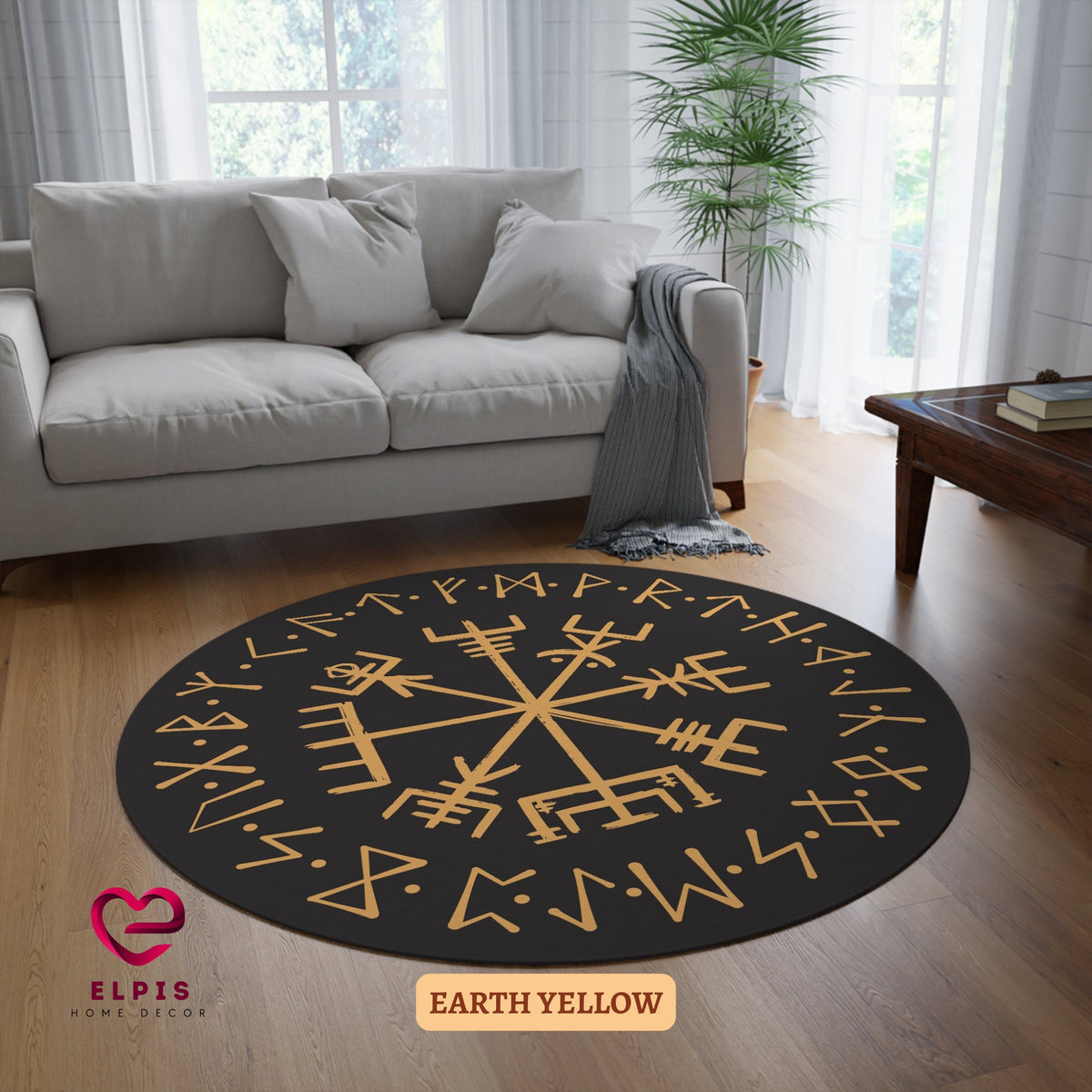 Viking Vegvisir Compass Rug - Vegvisir Rug, Norse Mythology Gift, Viking Compass Decor, Viking