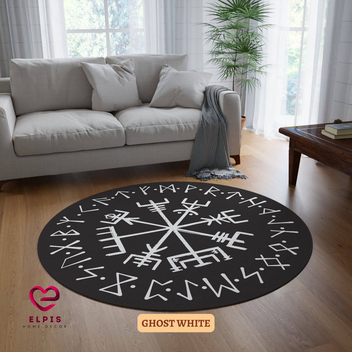 Viking Vegvisir Compass Rug - Vegvisir Rug, Norse Mythology Gift, Viking Compass Decor, Viking