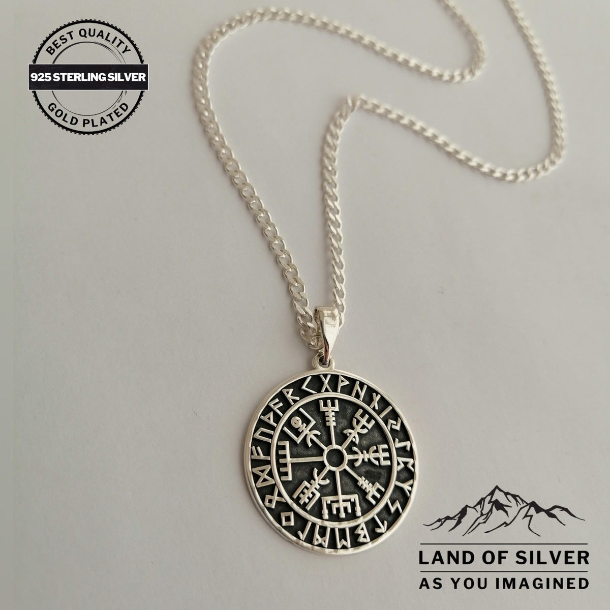 Viking Odin Necklace - Customizable Viking Compass Pendant, Pathfinder Necklace, Oxidized Norse