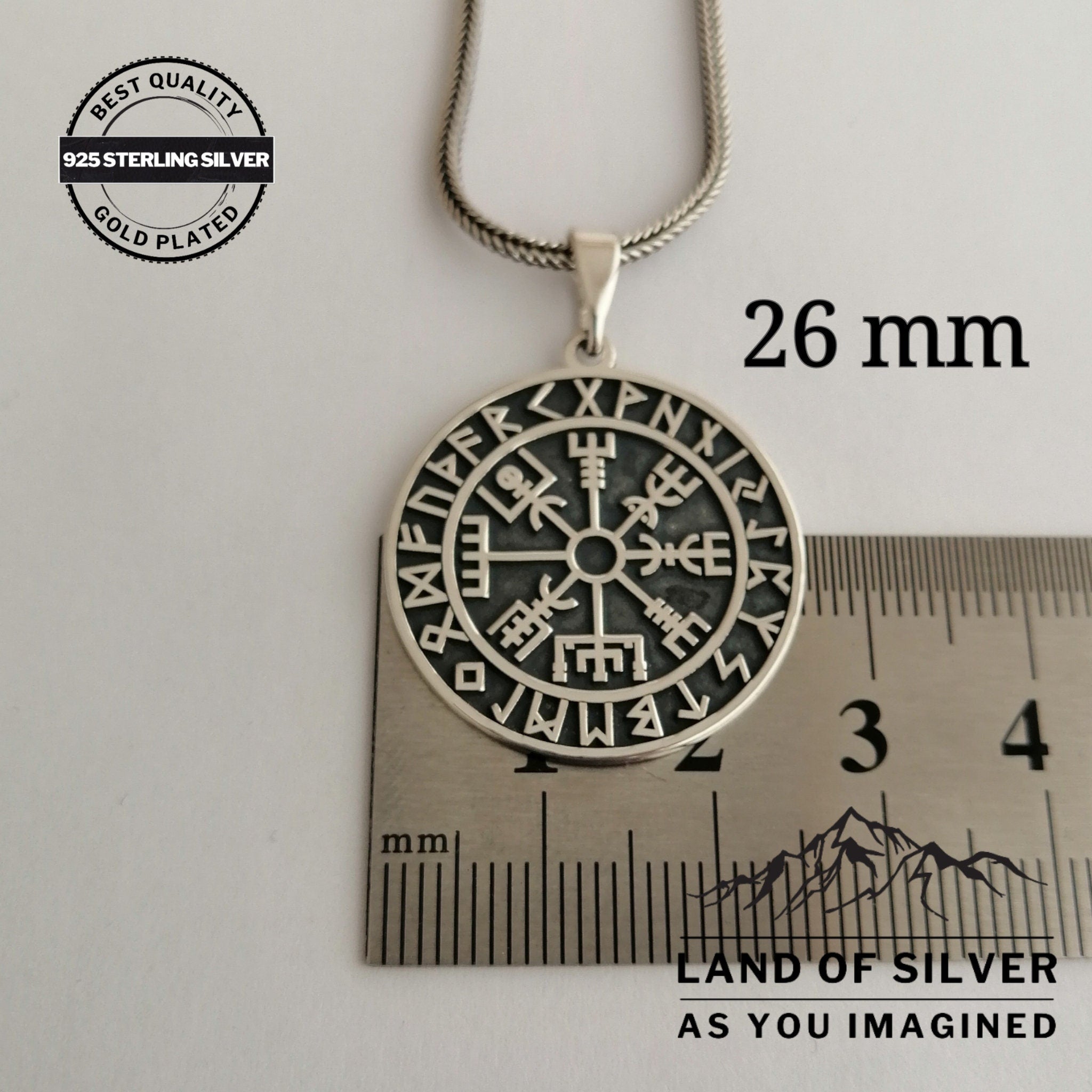 Viking Odin Necklace - Customizable Viking Compass Pendant, Pathfinder Necklace, Oxidized Norse