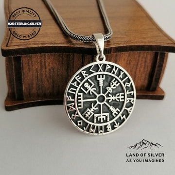 Viking Odin Necklace - Customizable Viking Compass Pendant, Pathfinder Necklace, Oxidized Norse
