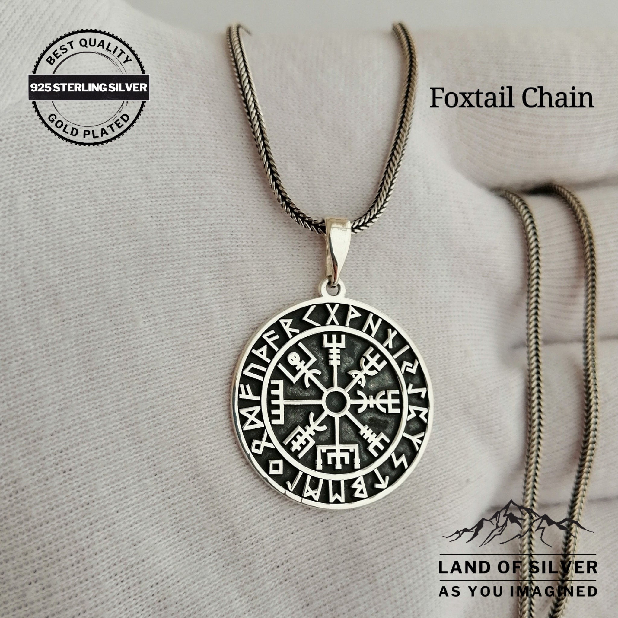 Viking Odin Necklace - Customizable Viking Compass Pendant, Pathfinder Necklace, Oxidized Norse