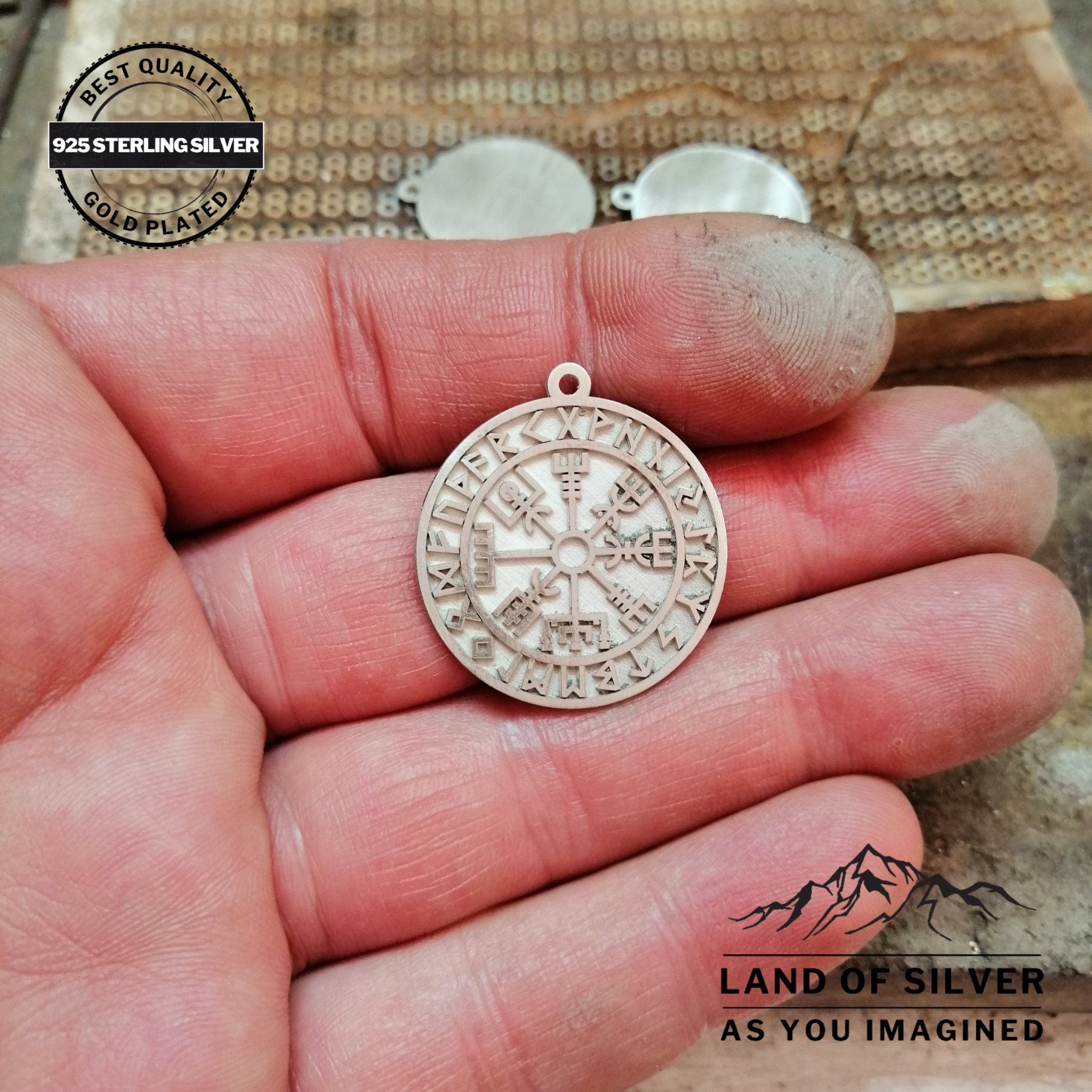 Viking Odin Necklace - Customizable Viking Compass Pendant, Pathfinder Necklace, Oxidized Norse