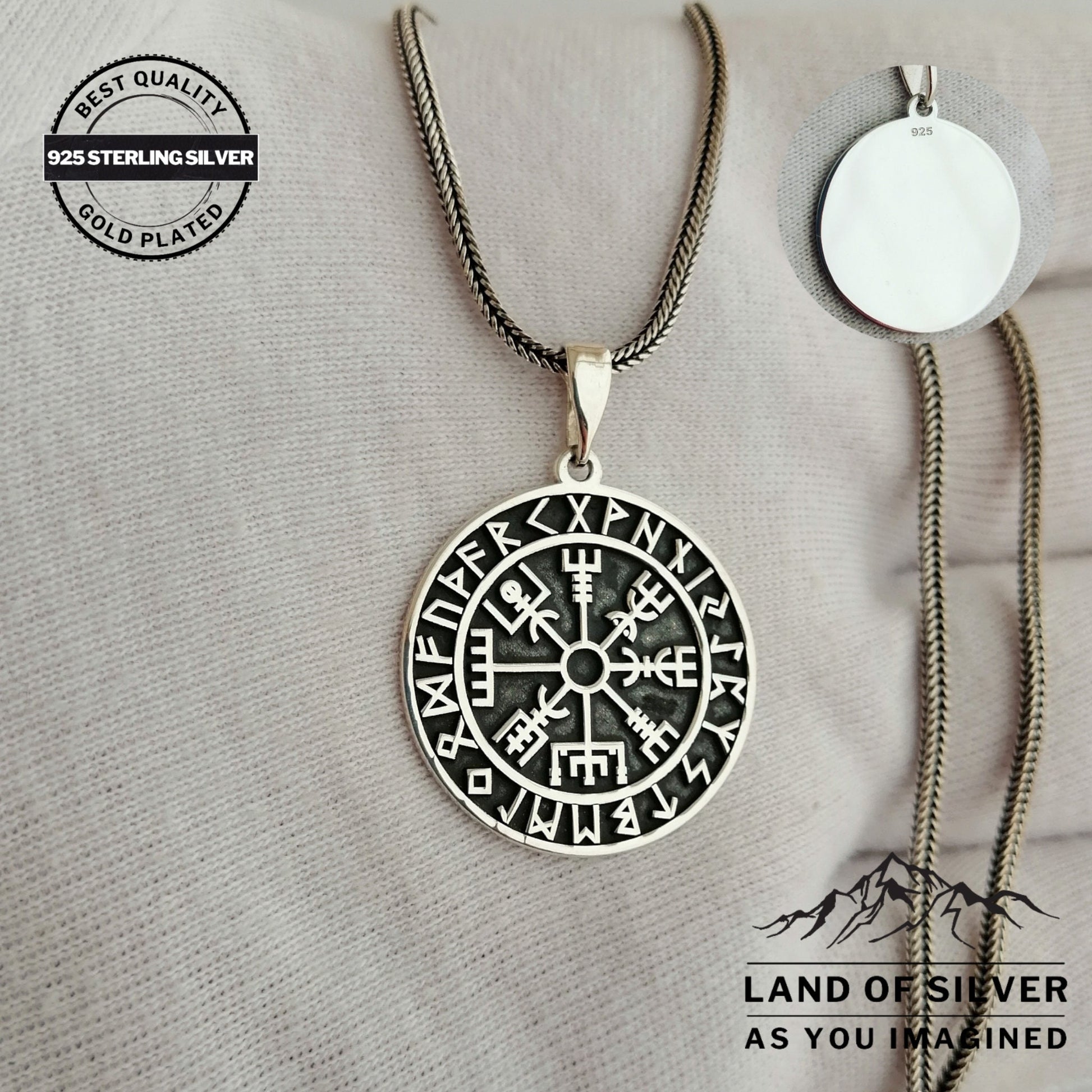 Viking Odin Necklace - Customizable Viking Compass Pendant, Pathfinder Necklace, Oxidized Norse
