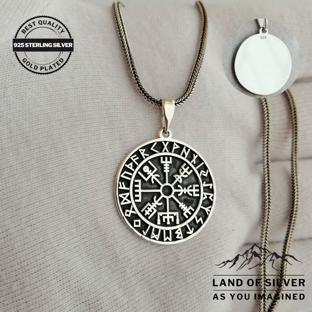 Viking Odin Necklace - Customizable Viking Compass Pendant, Pathfinder Necklace, Oxidized Norse