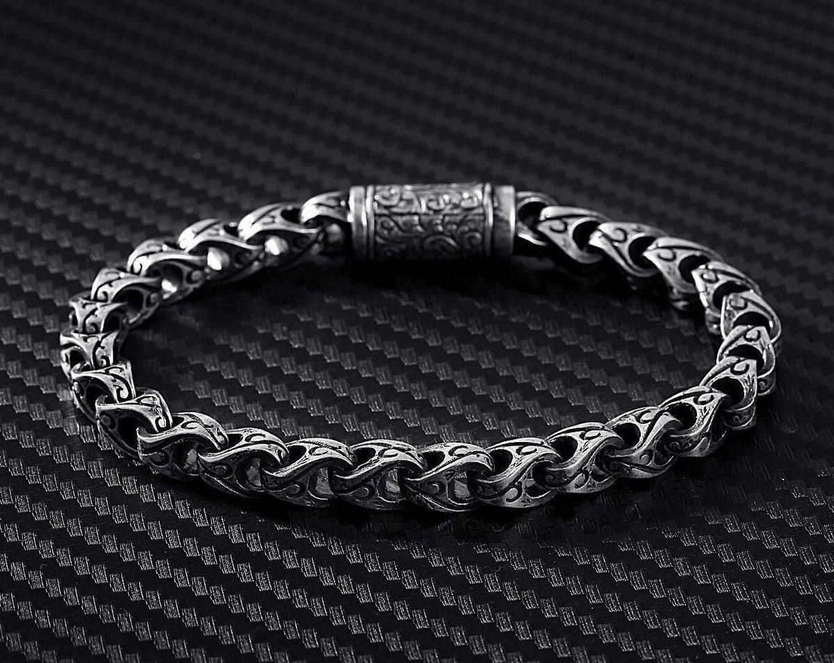 Viking Bracelet - Handmade Viking Celtic Men's Sterling Silver Heavy Chain Bracelet - Gift for