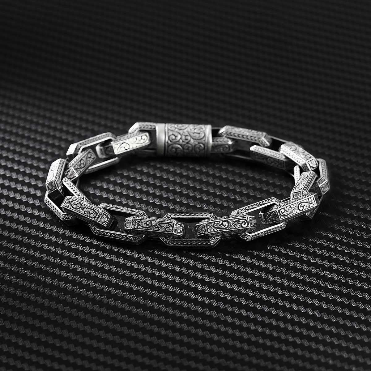 Viking Bracelet - Handmade Viking Celtic Men's Sterling Silver Heavy Chain Bracelet - Gift for